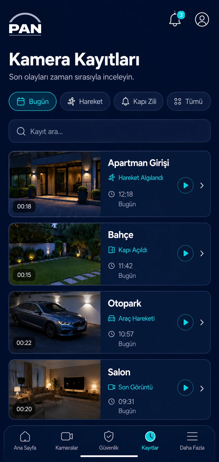 Kayıtlı görüntülere erişim
